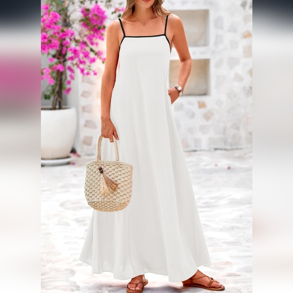 White Spaghetti Strap Maxi Dress- NWT
